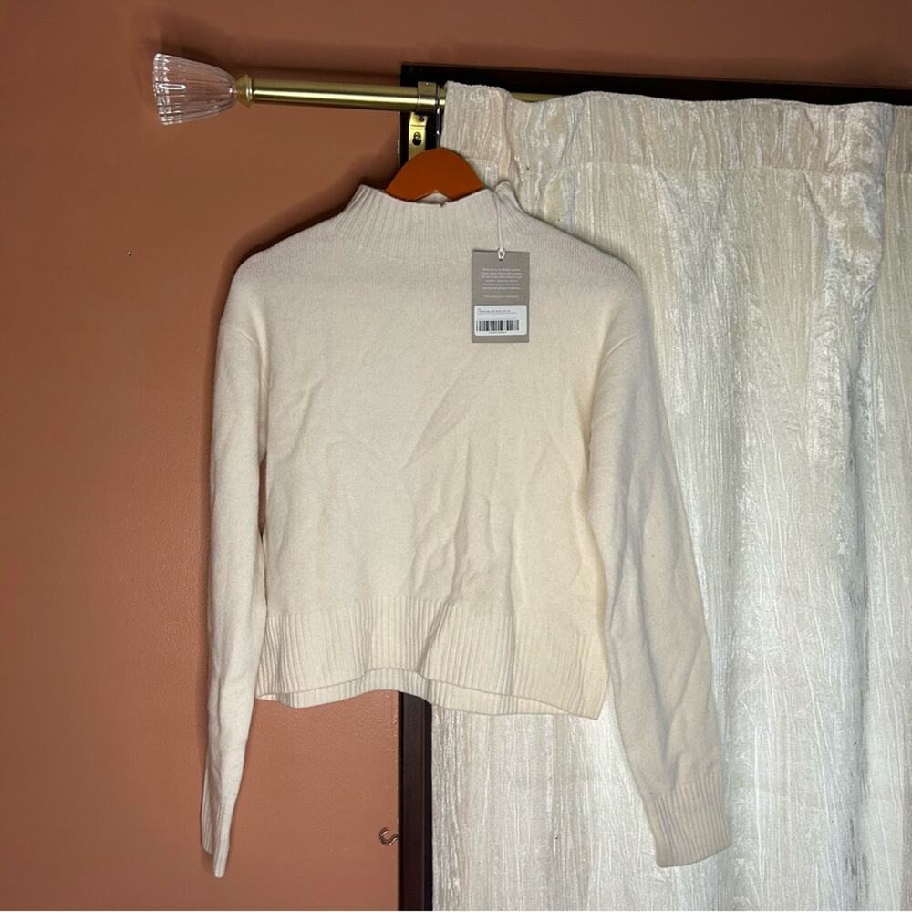 Everlane Good Merino Wool Mockneck Sweater Old Money Cream White NWT Size XS - Picture 2 of 7
